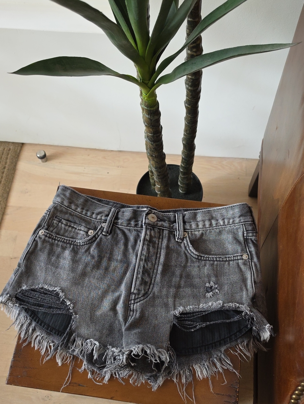 Free People Distressed Denim Jean Shorts